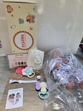 REBORN Baby Doll Set with Pink Floral Outfit and Accessories